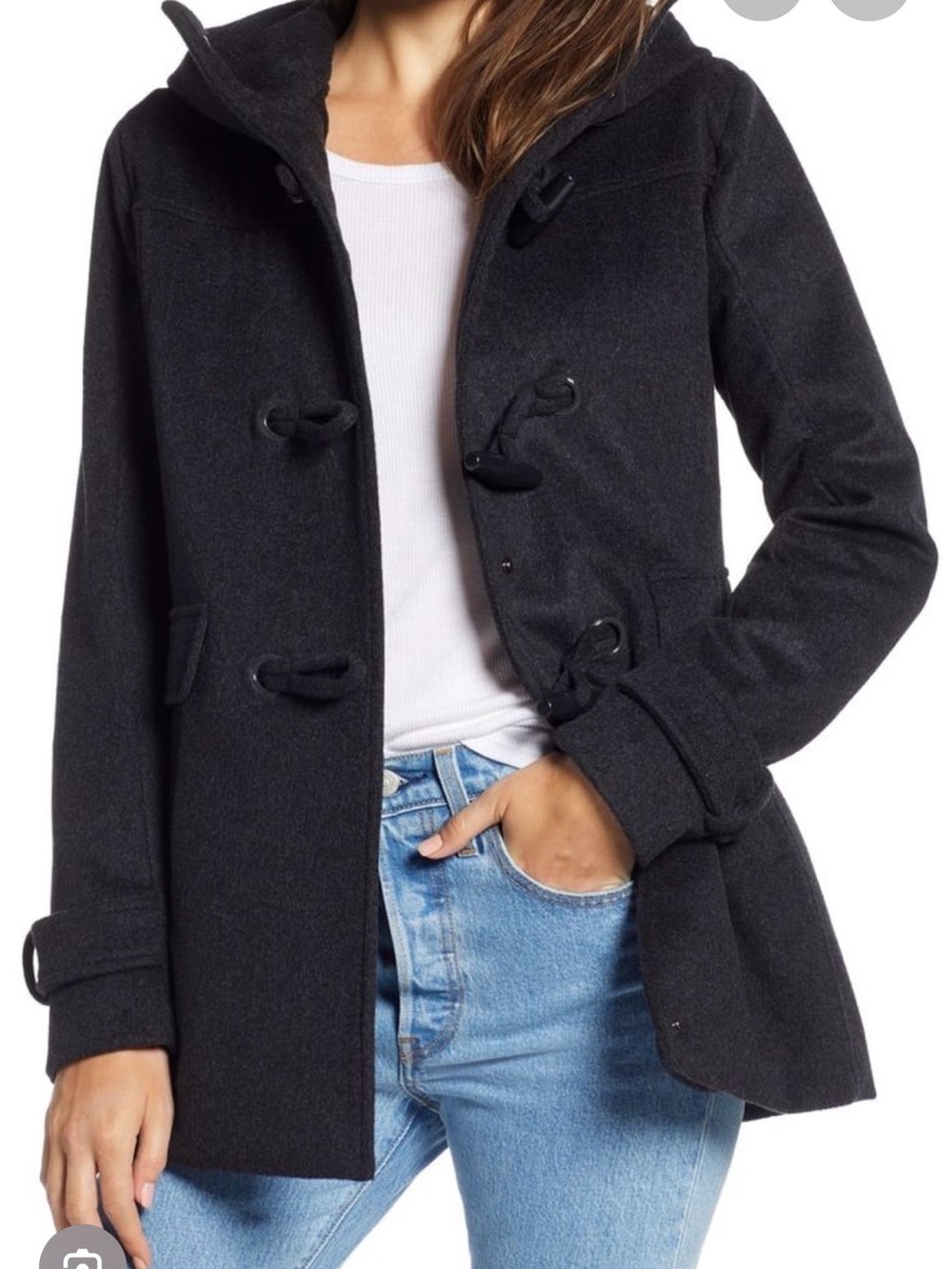 Pendleton Roslyn Charcoal Black Hooded Wool Toggle Coat